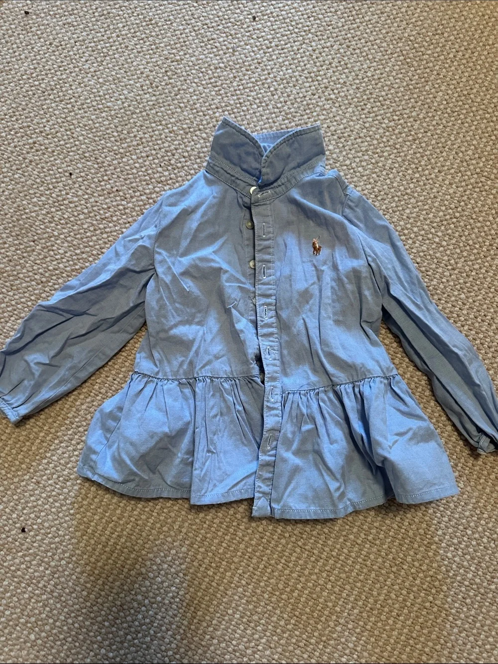 Ralph Lauren Light Blue Peplum Button-Down Shirt